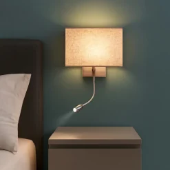Applique Camera Da Letto-Ideal Lux Hotel ap2 applique da parete camera da letto paralume canvas led