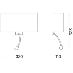 Applique Camera Da Letto-Ideal Lux Hotel ap2 applique da parete camera da letto paralume canvas led