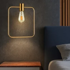 Lampadario Camera Da Letto-Ideal Lux abc sp1 square lampadario dorato pendente ottone