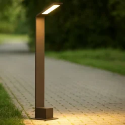 Lampioni Da Giardino-Ideal Lux agos pt h60 3000k lampione da esterno giardino marrone led 3000k ip54