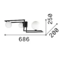 Plafoniere Moderne-Ideal Lux angolo pl3 plafoniera angolare ottone sfere vetro bianco
