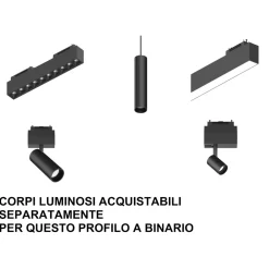 Illuminazione A Binario-Ideal Lux arca binario profilo a plafone 3mt monofase nero per faretti led