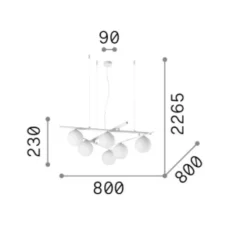 Lampadari Moderni-Ideal Lux atlas sp6 lampadario nero sfere vetro bianco opalino