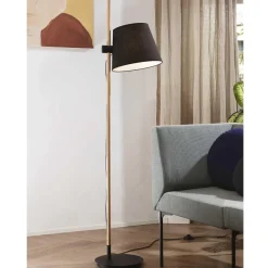 Lampade Da Terra-Ideal Lux axel pt1 lampada da terra nera legno naturale