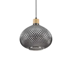 Lampade A Sospensione-Ideal Lux bergen-3 sp1 lampada a sospensione boccia vetro grigio fumo