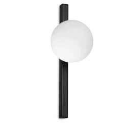 Applique Da Parete-Ideal Lux binomio ap1 applique elegante nera sfera vetro bianco