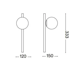 Applique Da Parete-Ideal Lux binomio ap1 applique elegante nera sfera vetro bianco