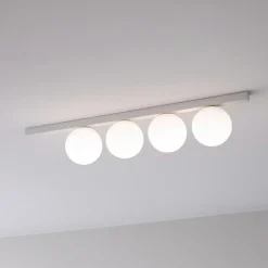 Plafoniere Moderne-Ideal Lux binomio pl4 plafoniera bianca sfere vetro moderna