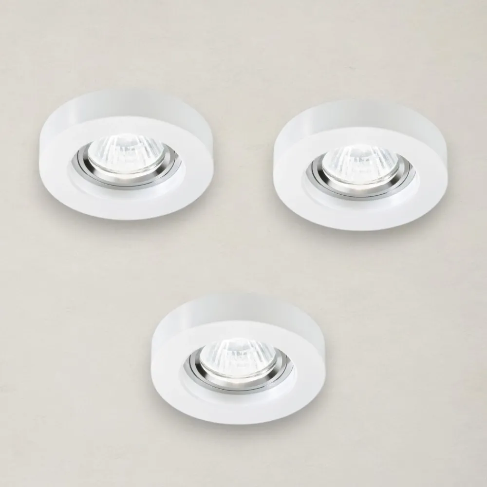 Faretti Da Incasso-Ideal Lux blues fi round box 3 faretti da incasso bianchi per cartongesso