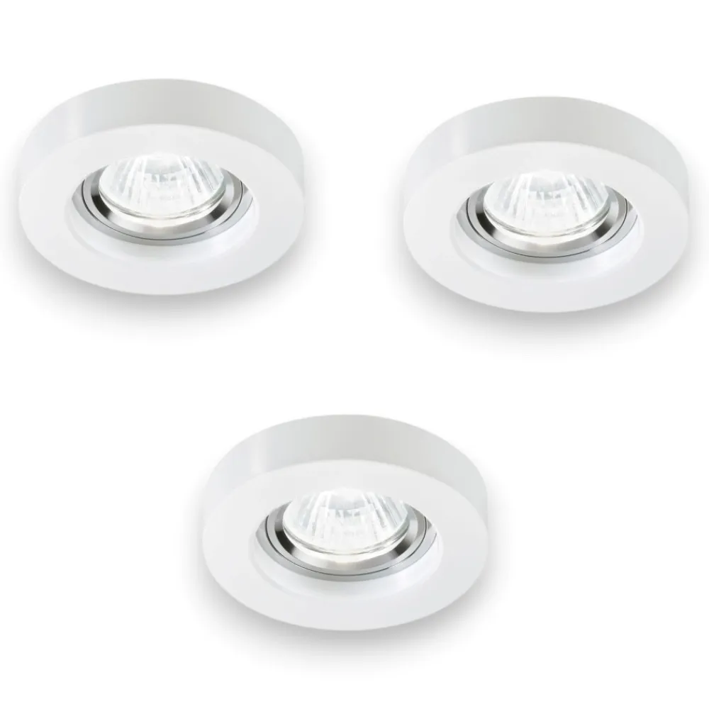Faretti Da Incasso-Ideal Lux blues fi round box 3 faretti da incasso bianchi per cartongesso