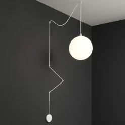 Lampade A Sospensione-Ideal Lux boa sp1 lampada a sospensione cavo in tessuto bianco sfera vetro