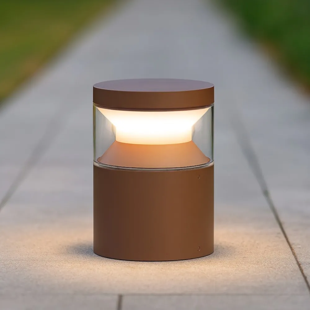 Lampioni Da Giardino-Ideal Lux boeing pt h015 lampioncino da giardino marrone led 14w 3000k