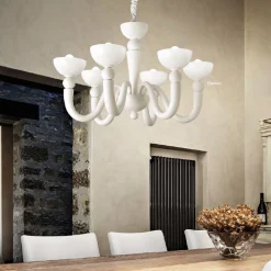 Lampadari Moderni-Ideal Lux bon bon sp6 lampadario 6 luci vetro e metallo bianco
