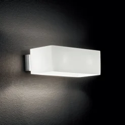 Applique Da Parete-Ideal Lux box ap2 applique vetro bianco moderno