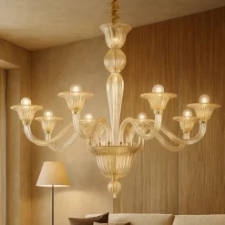 Lampadari Moderni-Ideal Lux brigitta sp8 lampadario cristallo ambra