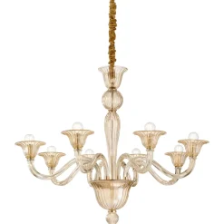 Lampadari Moderni-Ideal Lux brigitta sp8 lampadario cristallo ambra