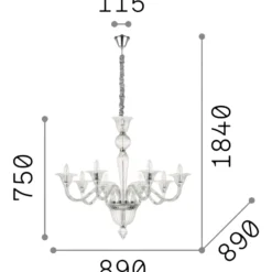 Lampadari Moderni-Ideal Lux brigitta sp8 lampadario cristallo ambra