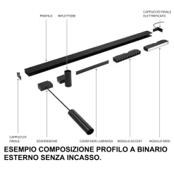 Illuminazione A Binario-Ideal Lux cappuccio finale elettrificato per binario monofase 48v nero