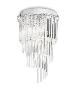 Plafoniere Moderne-Ideal Lux carlton pl12 plafoniera cristalli cromo