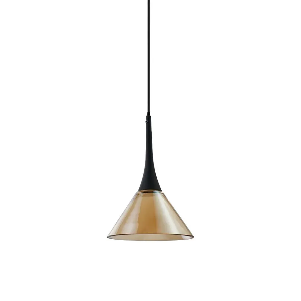 Lampade A Sospensione-Ideal Lux cocktail lampada a sospensione per penisola cucina vetro ambra led 3000k