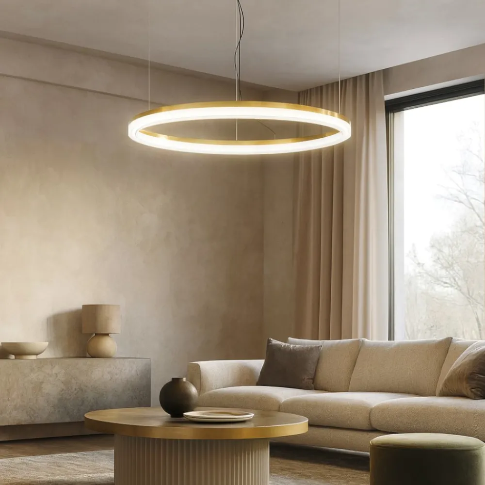 Lampadari Moderni-Ideal Lux crown sp d80 lampadario moderno ottone led 42w 3000k