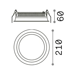 Faretti Da Incasso-Ideal Lux deep fi faretto da incasso led rotondo per controsoffitto 30w 3000k 220v
