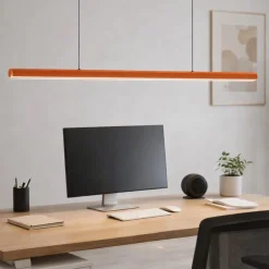 Lampadari Moderni-Ideal Lux dorica lampadario design per scrivani ufficio arancione led 3000k