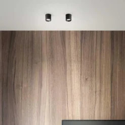 Faretti Da Soffitto-Ideal Lux dot pl round piccolo faretto led 3000k nero cilindro