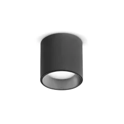 Faretti Da Soffitto-Ideal Lux dot pl round piccolo faretto led 3000k nero cilindro