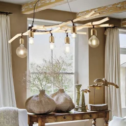 Lampadari Moderni-Ideal Lux driftwood sp6 lampadario casa in montagna 6 luci rami di legno