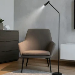 Lampade Da Terra-Ideal Lux easy pt lampada da terra nera design led 3,5w 3000k orientabile