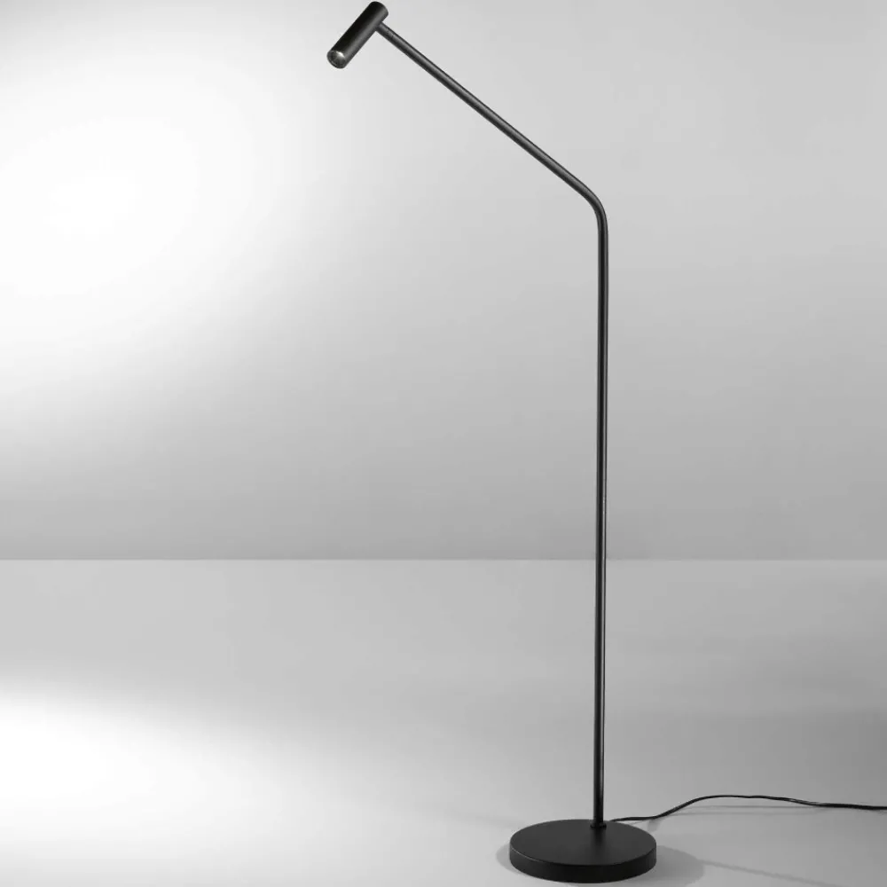 Lampade Da Terra-Ideal Lux easy pt lampada da terra nera design led 3,5w 3000k orientabile