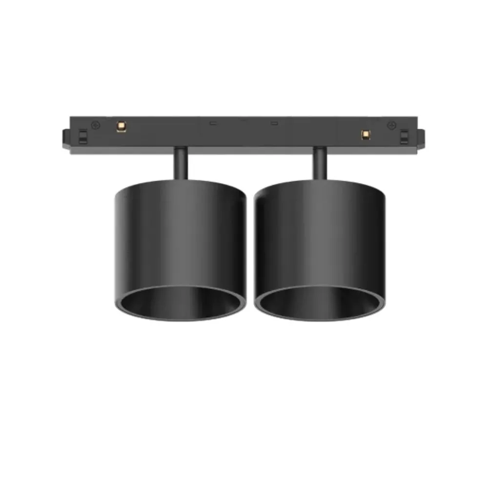 Illuminazione A Binario-Ideal Lux ego double big faretti led 20w 3000k nero per binario monofase