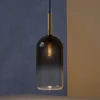 Lampade A Sospensione-Ideal Lux empire sp1 cilindro sospensione vetro grigio fume