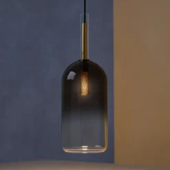 Lampade A Sospensione-Ideal Lux empire sp1 cilindro sospensione vetro grigio fume