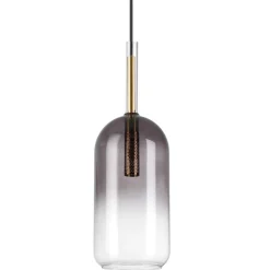 Lampade A Sospensione-Ideal Lux empire sp1 cilindro sospensione vetro grigio fume