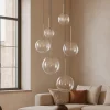 Lampadari Moderni-Ideal Lux equinoxe sp6 lampadario per soggiorno dorato con bocce vetro