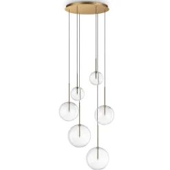 Lampadari Moderni-Ideal Lux equinoxe sp6 lampadario per soggiorno dorato con bocce vetro