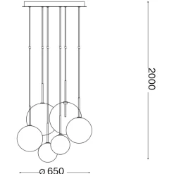 Lampadari Moderni-Ideal Lux equinoxe sp6 lampadario per soggiorno dorato con bocce vetro