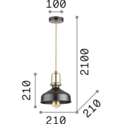 Lampade A Sospensione-Ideal Lux eris-1 sp1 lampada a sospensione vintage nera