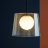 Lampade A Sospensione-Ideal Lux fade sp1 lampada a sospensione cono vetro ambra