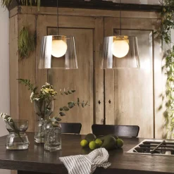 Lampade A Sospensione-Ideal Lux fade sp1 lampada a sospensione cono vetro ambra