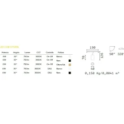 Illuminazione A Binario-Ideal Lux faretto led 8w bianco orientabile magnetico osram per binario monofase 48v