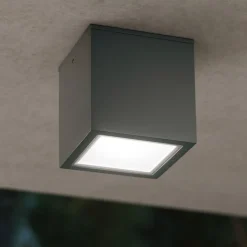 Faretti Da Esterno-Ideal Lux faretto per esterno led techo pl1 small cubo antracite