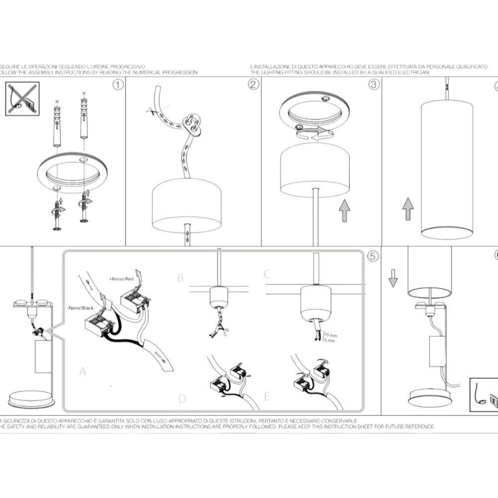 Lampade Da Terra-Ideal Lux filo pt lampada da terra sospesa dal soffitto led 15w 3000k ottone