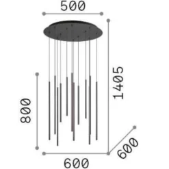 Lampadari Moderni-Ideal Lux filo sp12 lampadario moderno pendenti led 2700k nero