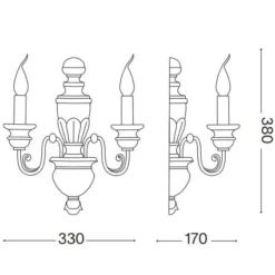 Applique Da Parete-Ideal Lux firenze ap2 applique due luci bianca e oro