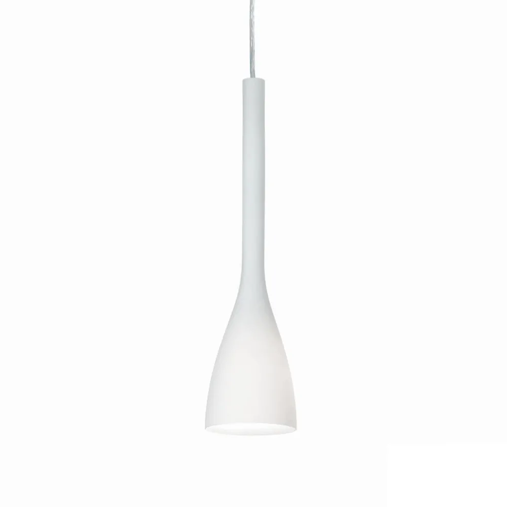 Lampade A Sospensione-Ideal Lux flut sp1 small lampada a sospensione per isola cono vetro bianco