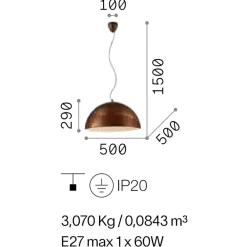 Lampadari Cucina-Ideal Lux folk sp1 d50 lampadario da cucina corten ossidato