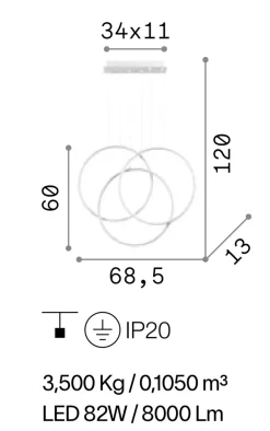 Lampadari Moderni-Ideal Lux frame lampadario bianco design moderno led 82w 3000k